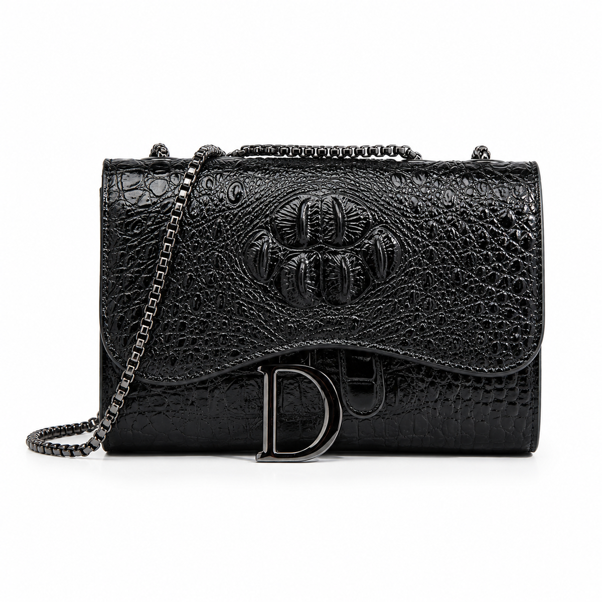Bolso Valentina — Efecto Cocodrilo con Detalles de Lentejuelas