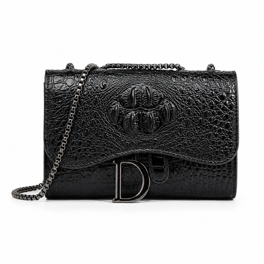 Bolso Valentina — Efecto Cocodrilo con Detalles de Lentejuelas