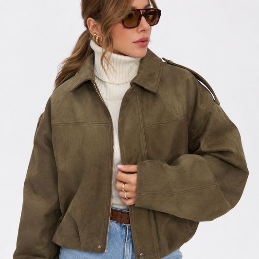Chaqueta Bianca — Bomber Oversized de Ante con Acolchado Urban