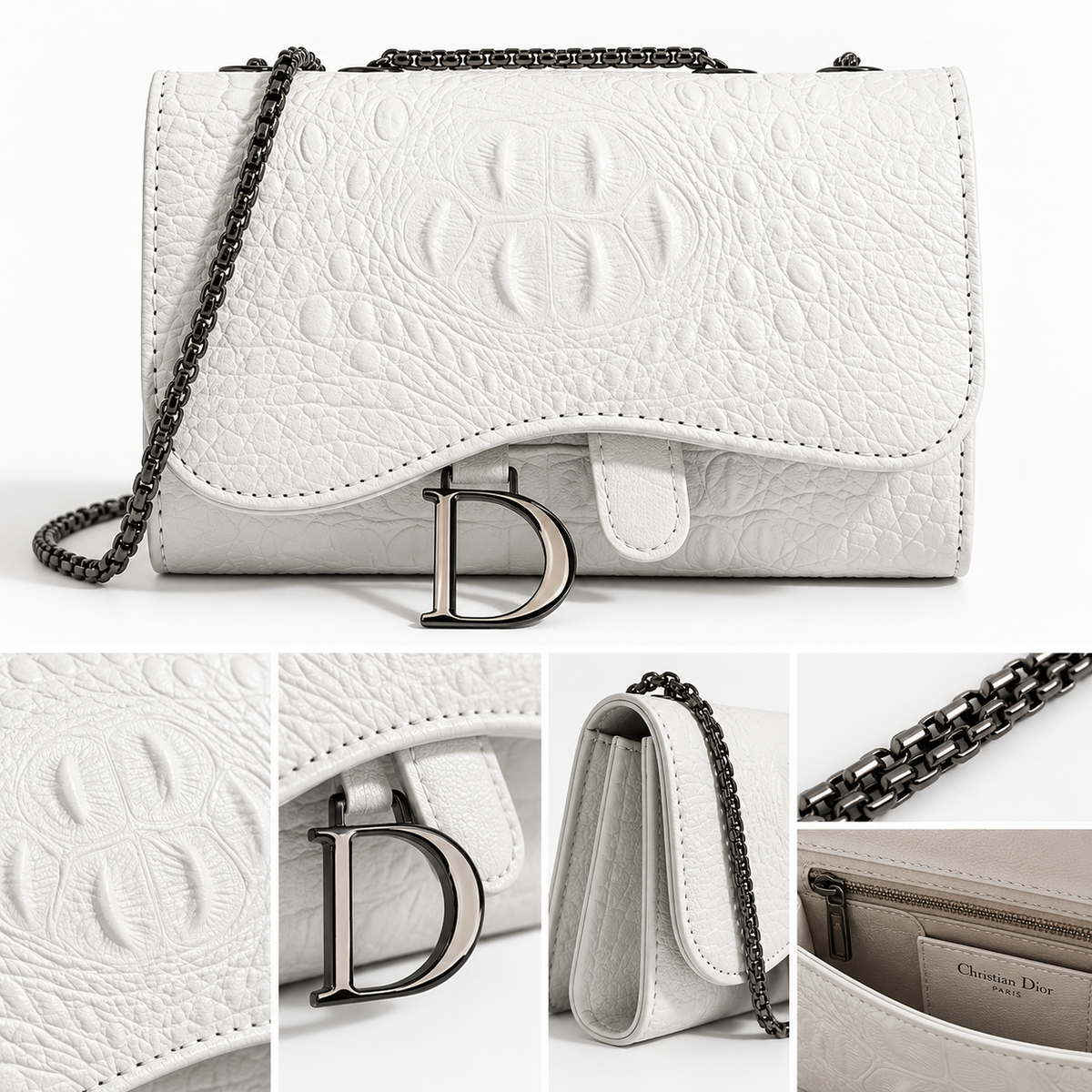 Bolso Valentina — Efecto Cocodrilo con Detalles de Lentejuelas