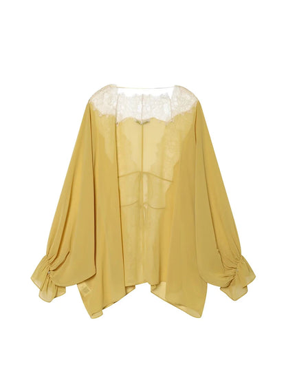 Blusa Isabella — Elegante con Encaje, Lazo y Corte Holgado