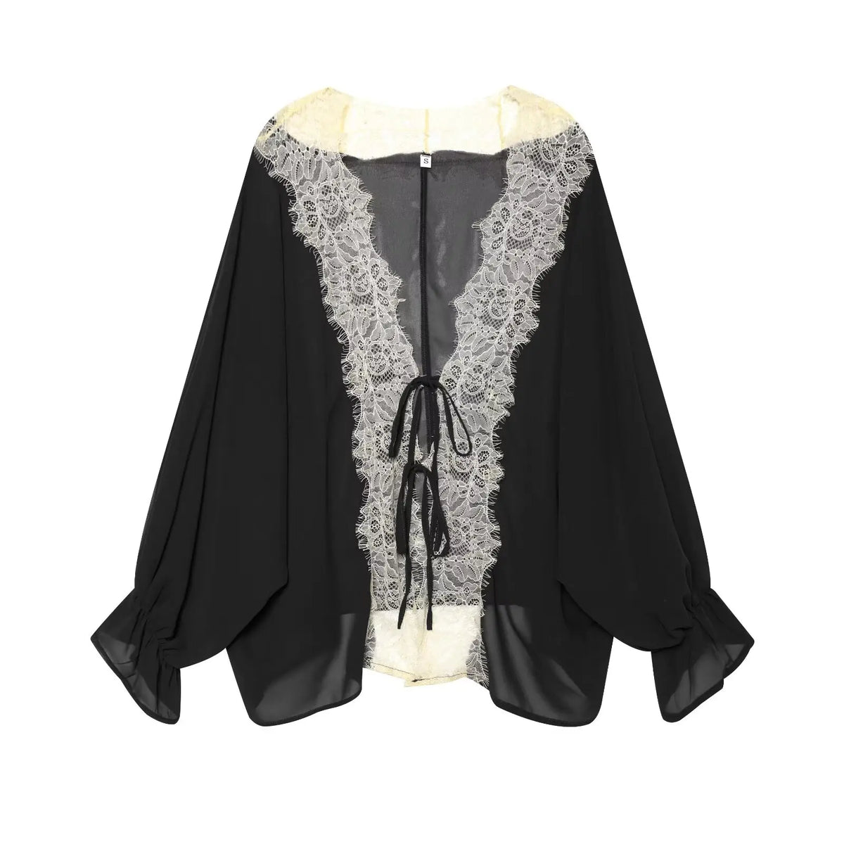 Blusa Isabella — Elegante con Encaje, Lazo y Corte Holgado