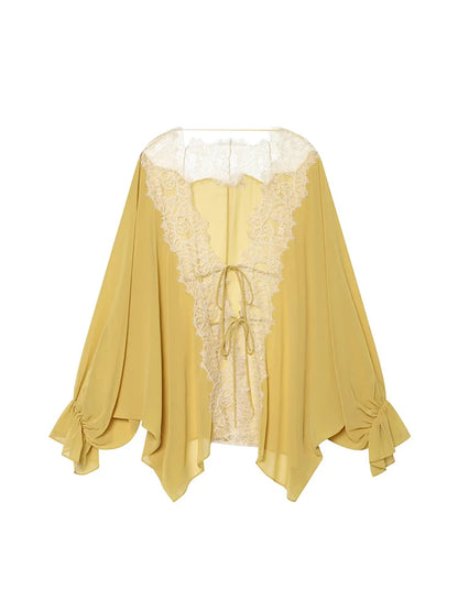 Blusa Isabella — Elegante con Encaje, Lazo y Corte Holgado