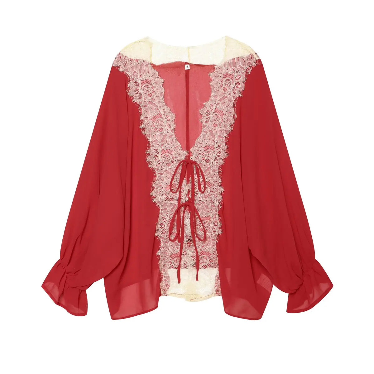 Blusa Isabella — Elegante con Encaje, Lazo y Corte Holgado