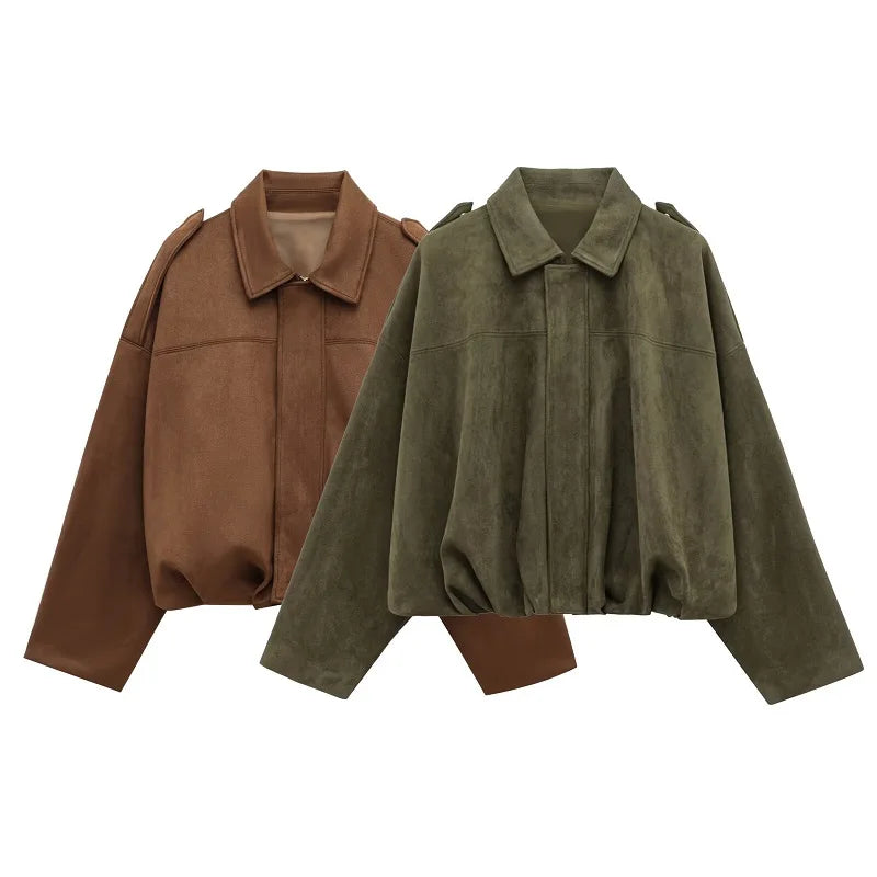 Chaqueta Bianca — Bomber Oversized de Ante con Acolchado Urban