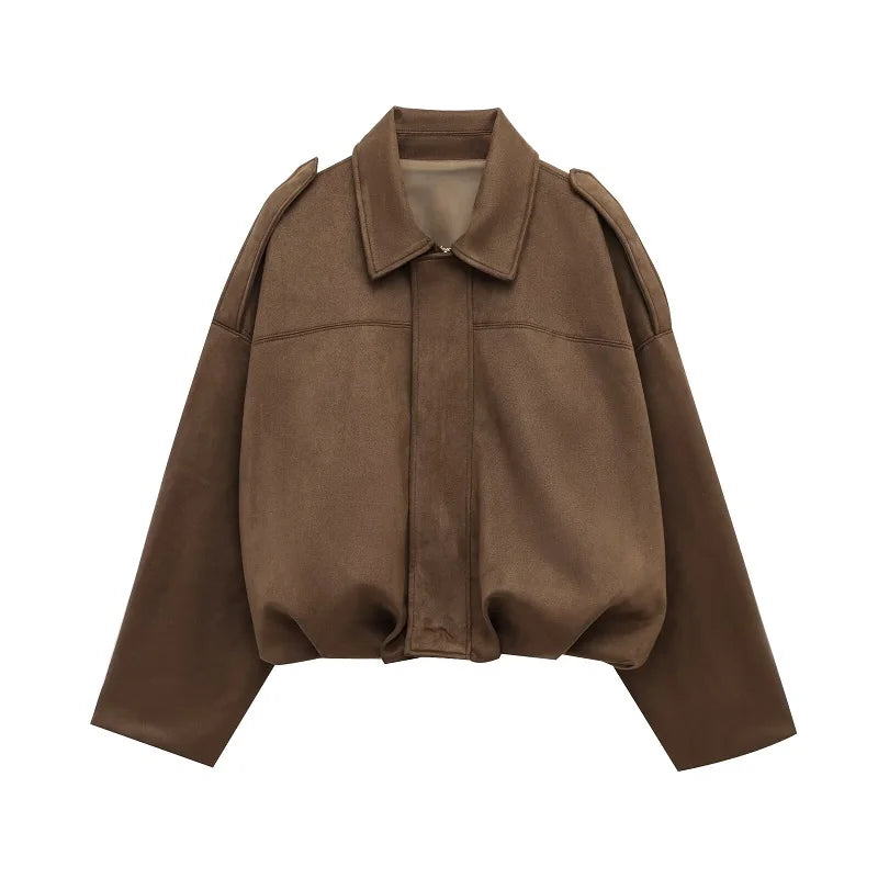Chaqueta Bianca — Bomber Oversized de Ante con Acolchado Urban
